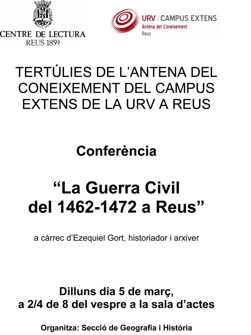 LA GUERRA CIVIL DEL 1462-1472 A REUS