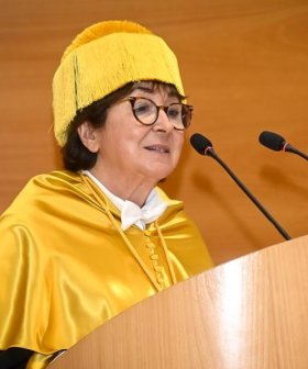 Pilar Galán during her investiture as honorary doctor by URV